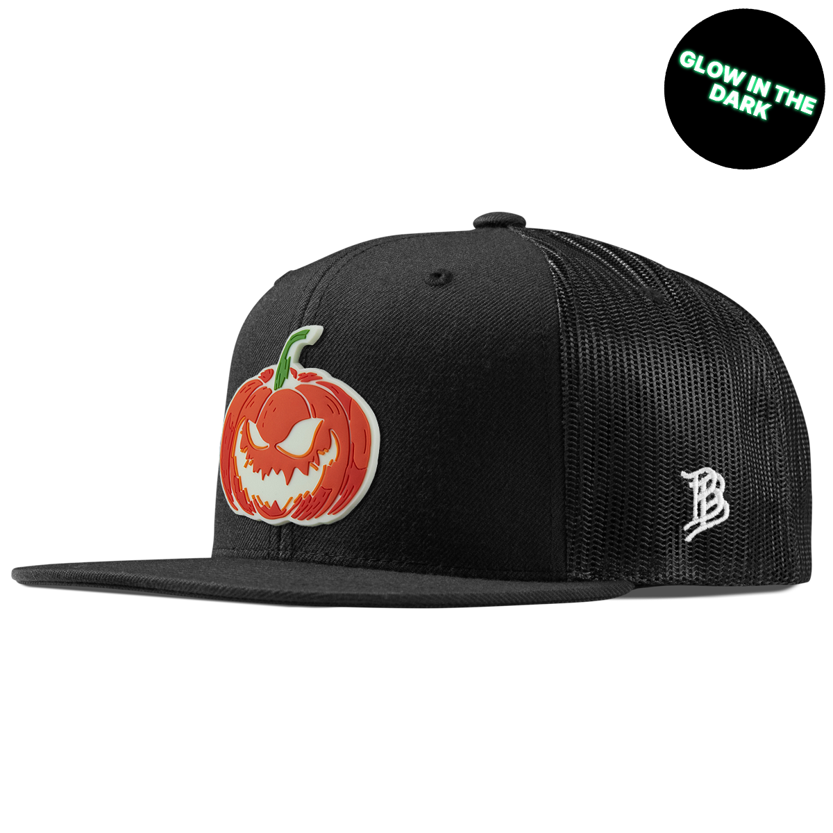 Jack-O-Lantern Glow Flat Trucker Black