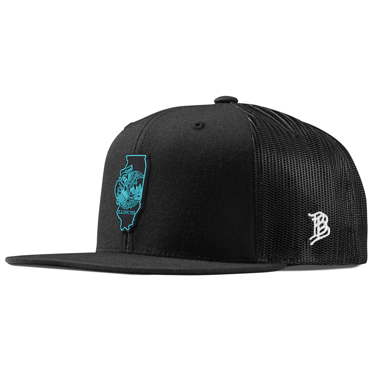 Illinois Turquoise Flat Trucker Black
