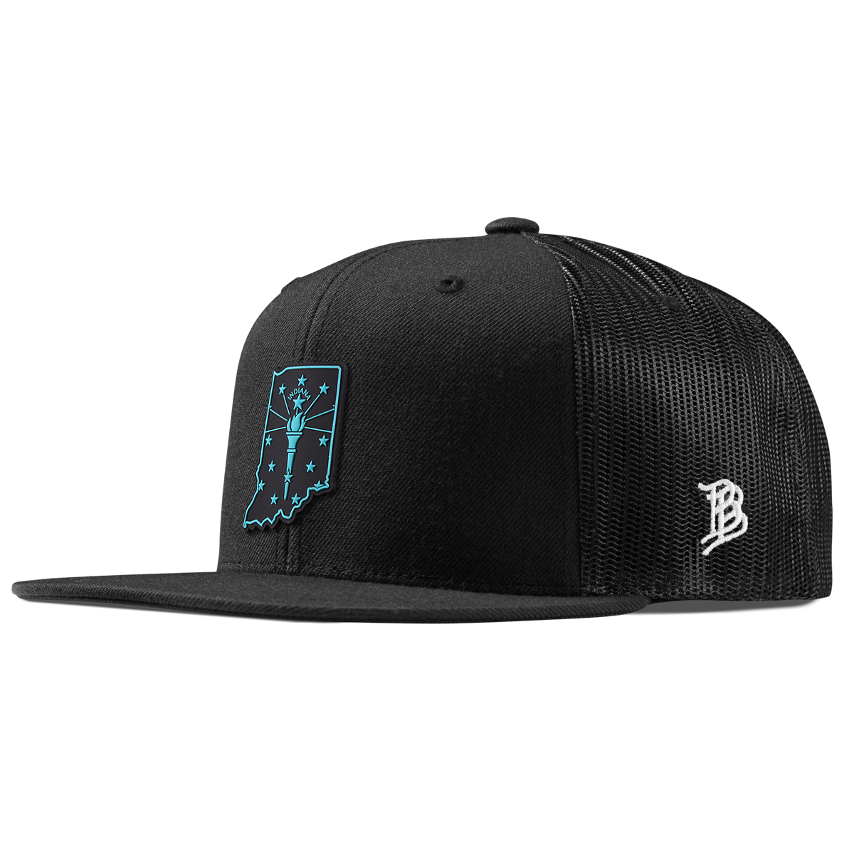 Indiana Turquoise Flat Trucker Black
