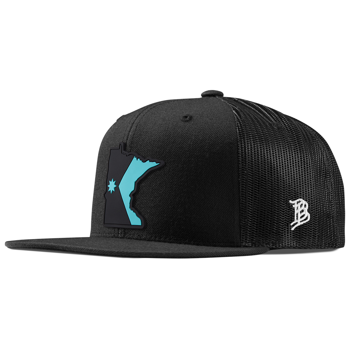 Minnesota Turquoise Flat Trucker Black