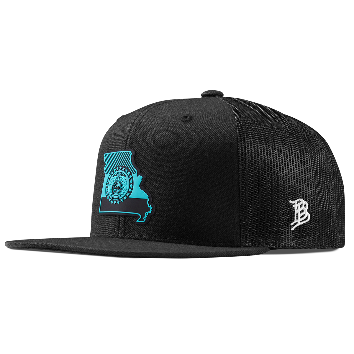 Missouri Turquoise Flat Trucker Black