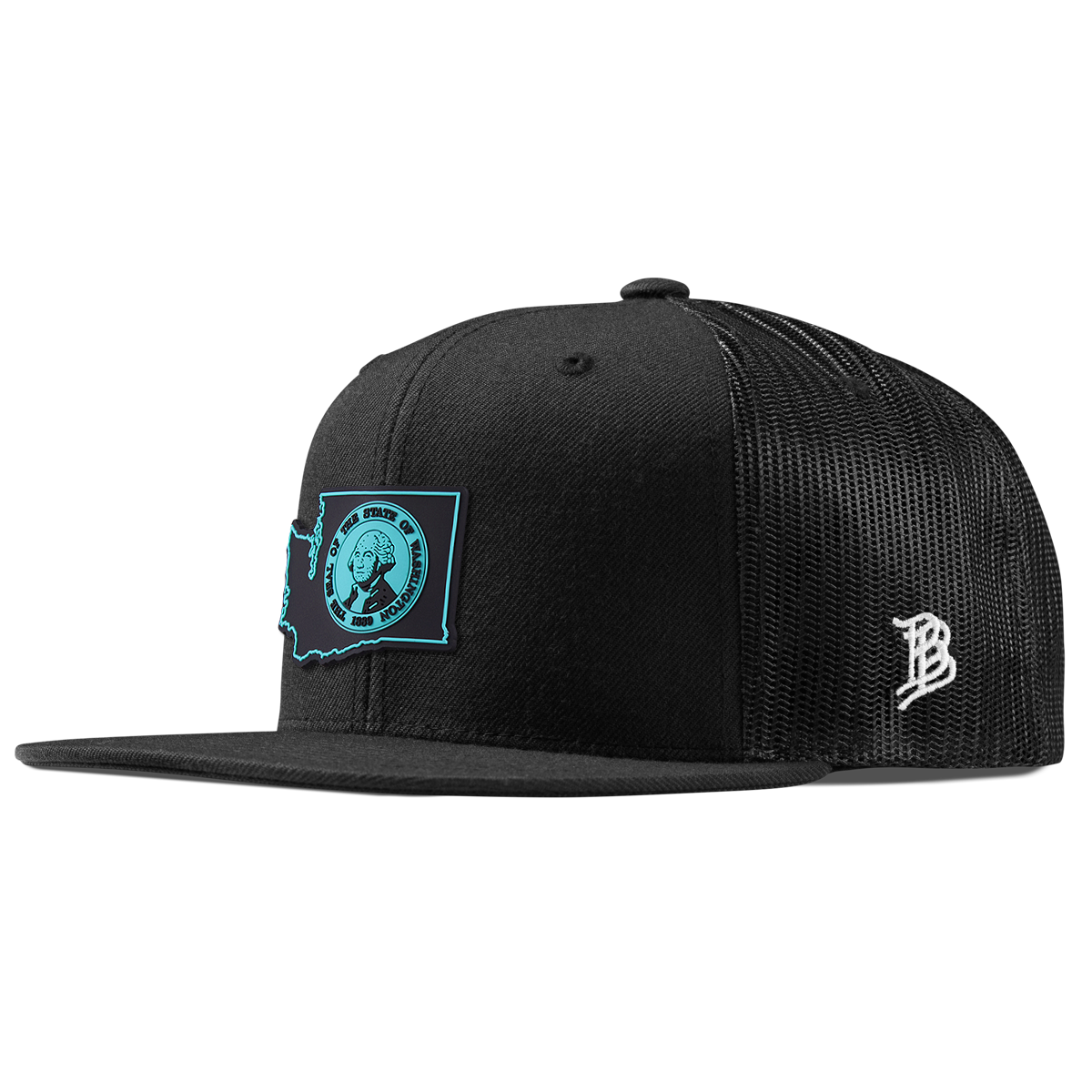 Washington Turquoise Flat Trucker Black