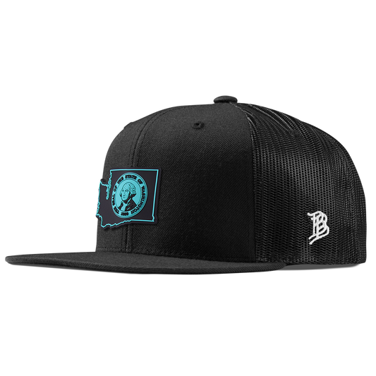 Washington Turquoise Flat Trucker Black