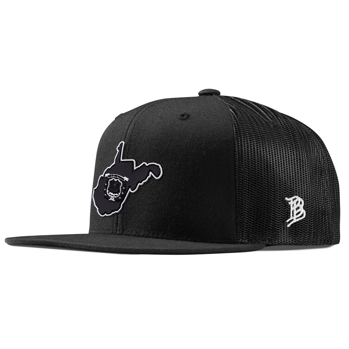 West Virginia Vintage Flat Trucker  Black