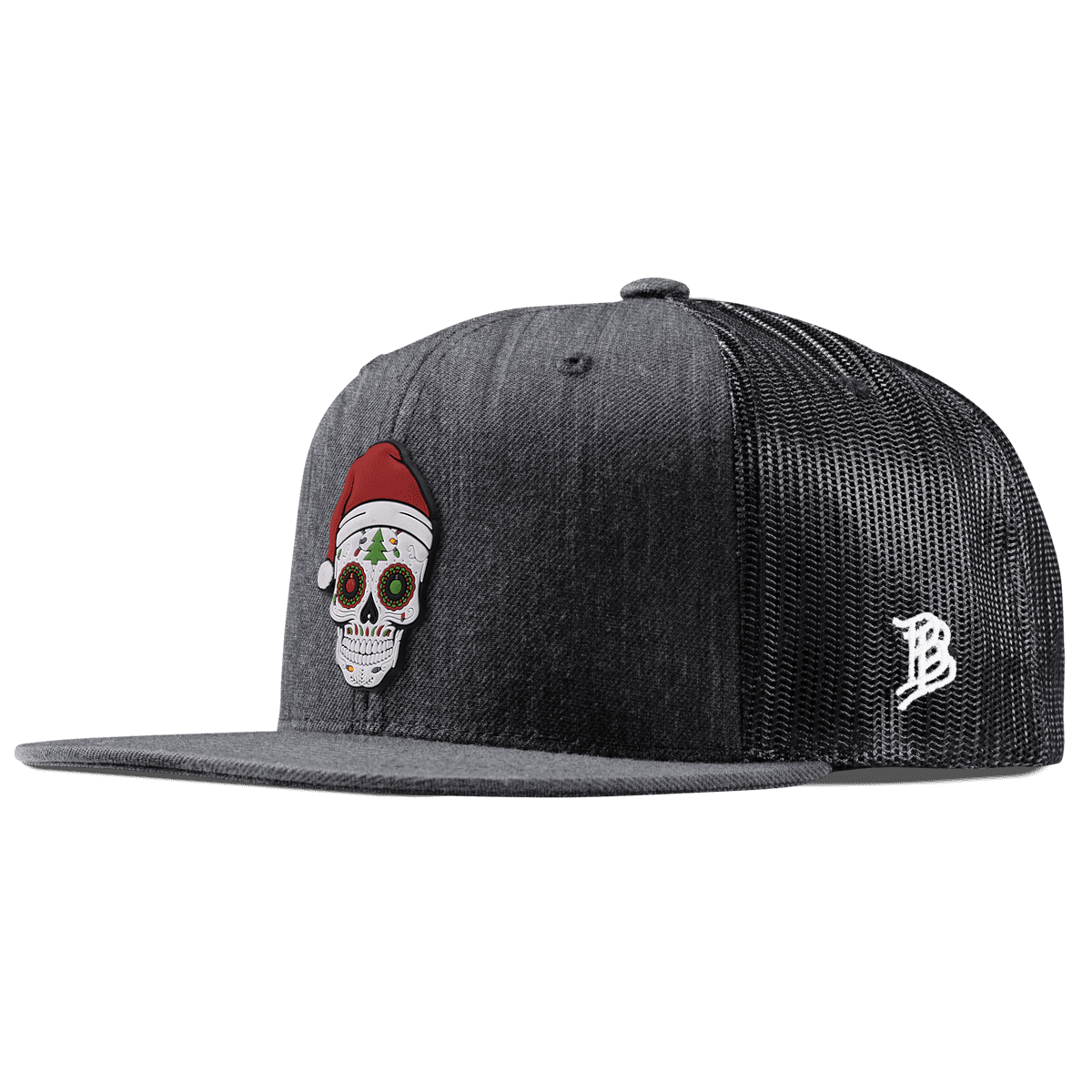 Santa Skull PVC Flat Trucker Charcoal