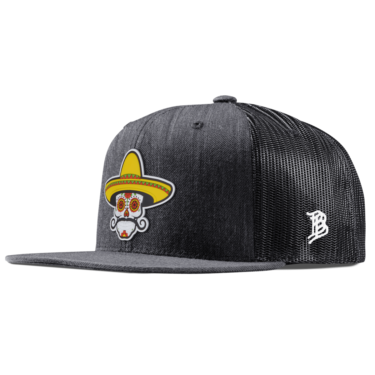 Sombrero Skull PVC Flat Trucker Charcoal