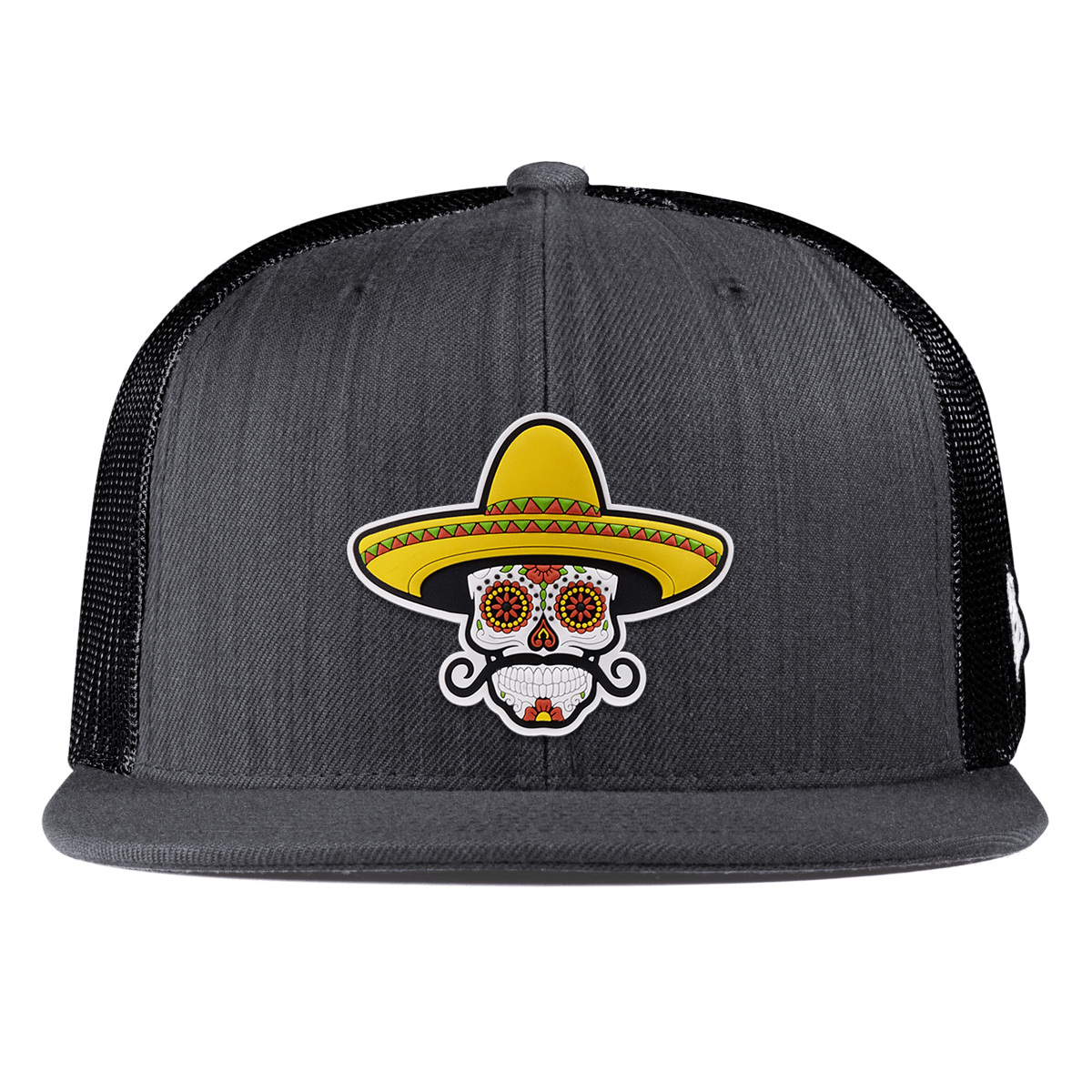 Sombrero Skull PVC Flat Trucker Charcoal
