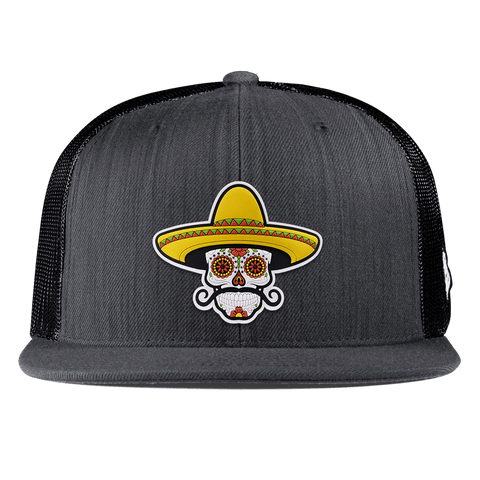 Sombrero Skull PVC Flat Trucker Charcoal