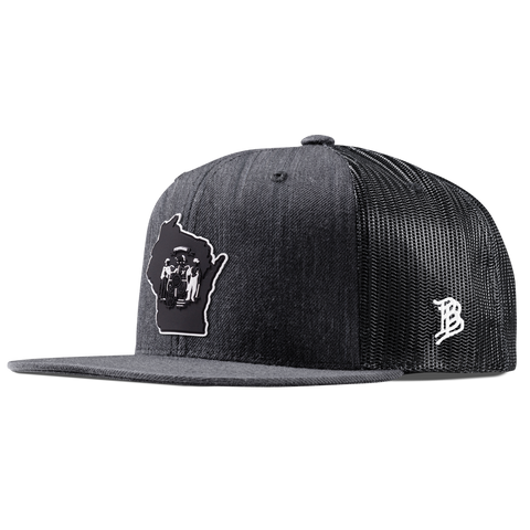 Wisconsin Vintage Flat Trucker  Charcoal