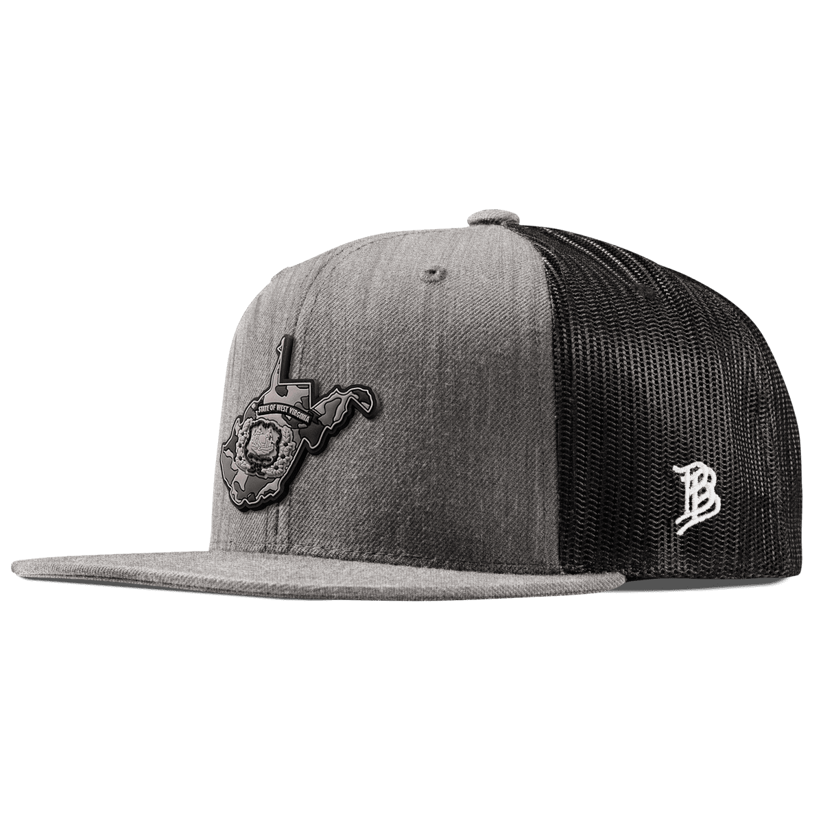West Virginia Camo Flat Trucker Heather Gray