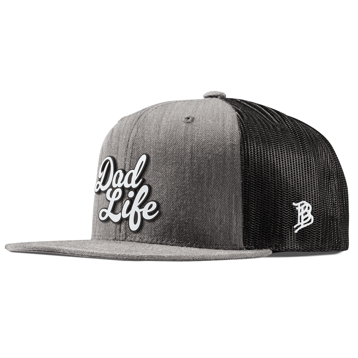 Dad Life Script Flat Trucker Heather Gray