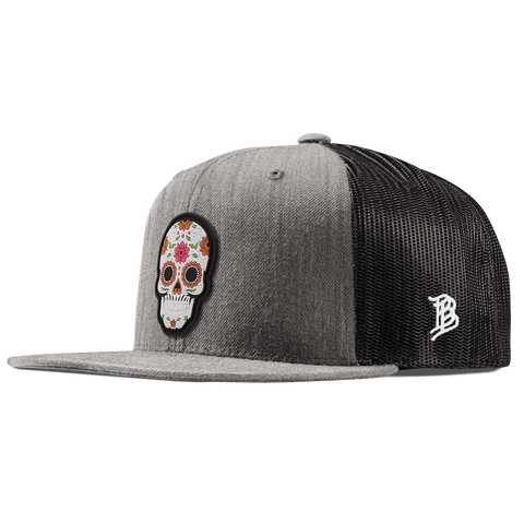 Flower Skull PVC Flat Trucker Heather Gray