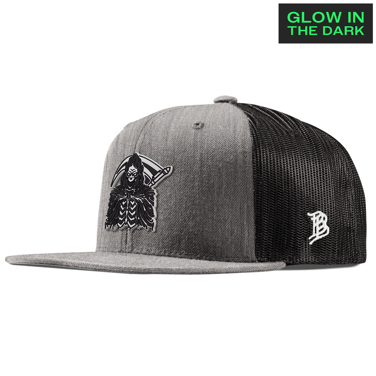 Grim Reaper Glow Flat Trucker Heather