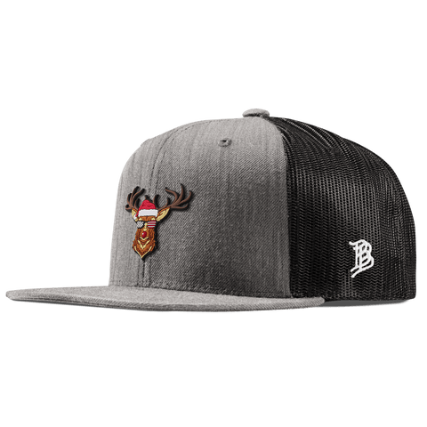 Party Reindeer Flat Trucker Heather Gray