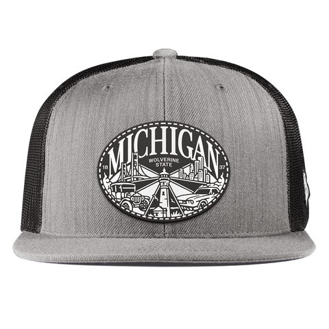 Michigan Traveler Flat Trucker Heather Gray
