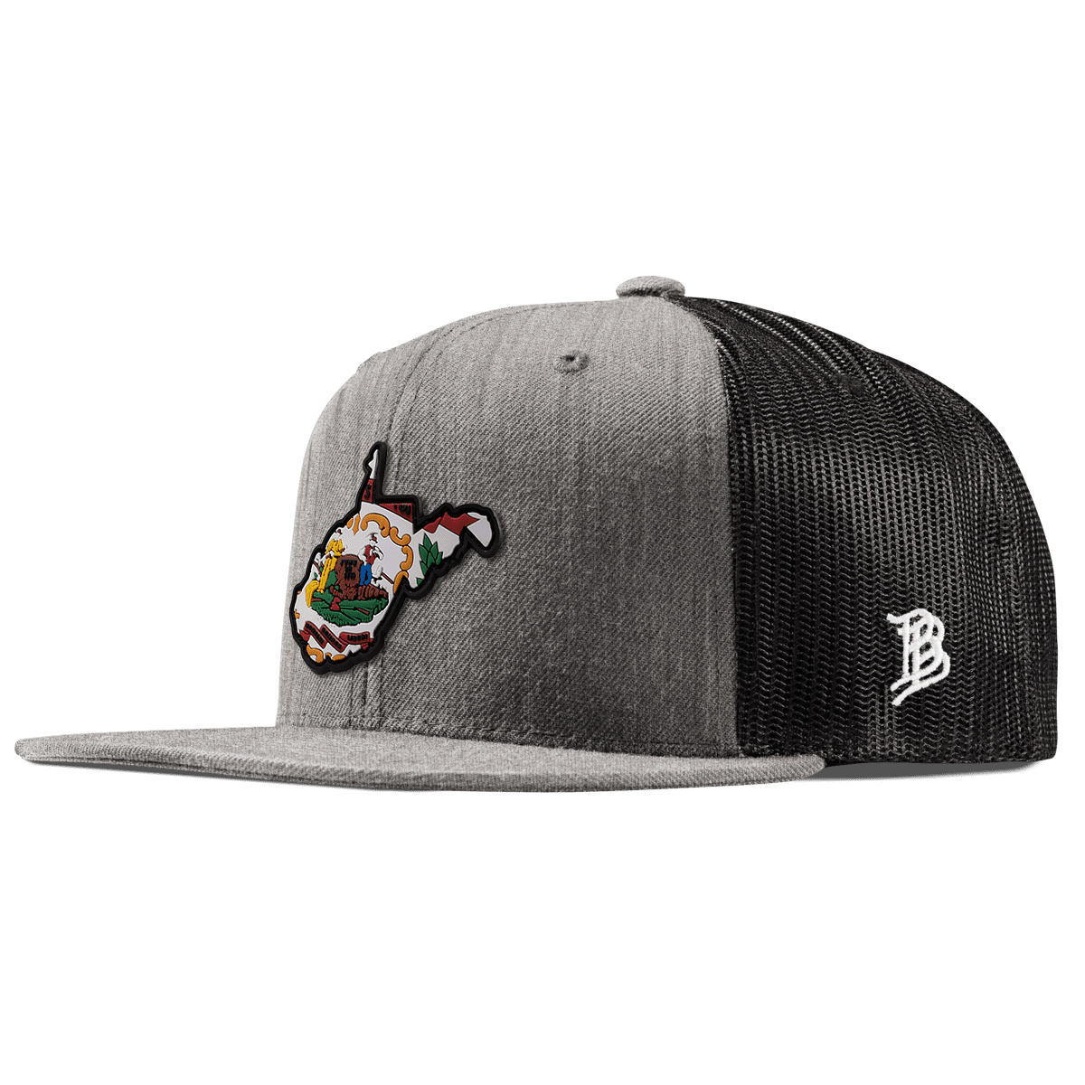 West Virginia 35 PVC Flat Trucker Heather Gray