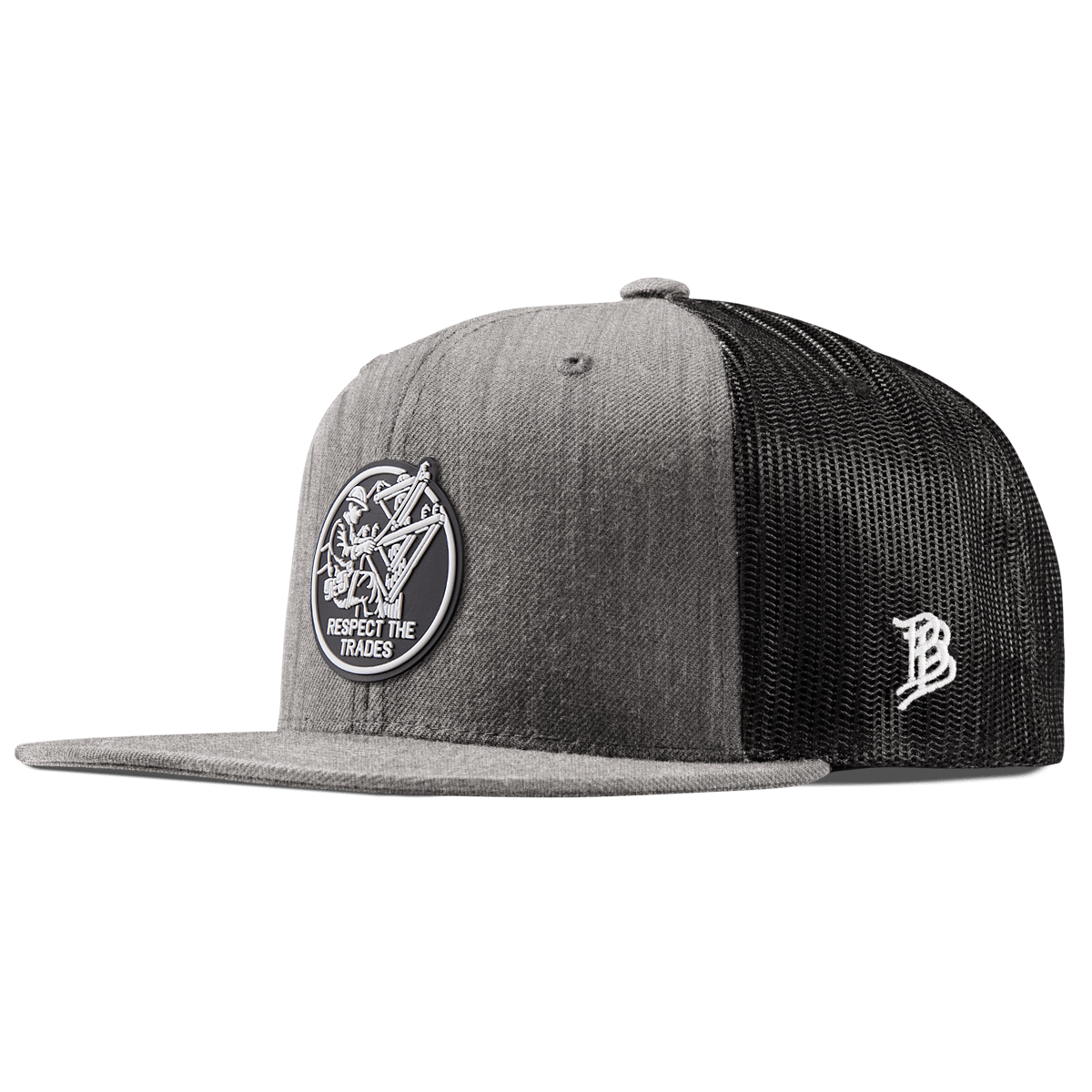 Respect The Trades Lineman Flat Trucker Heather Gray