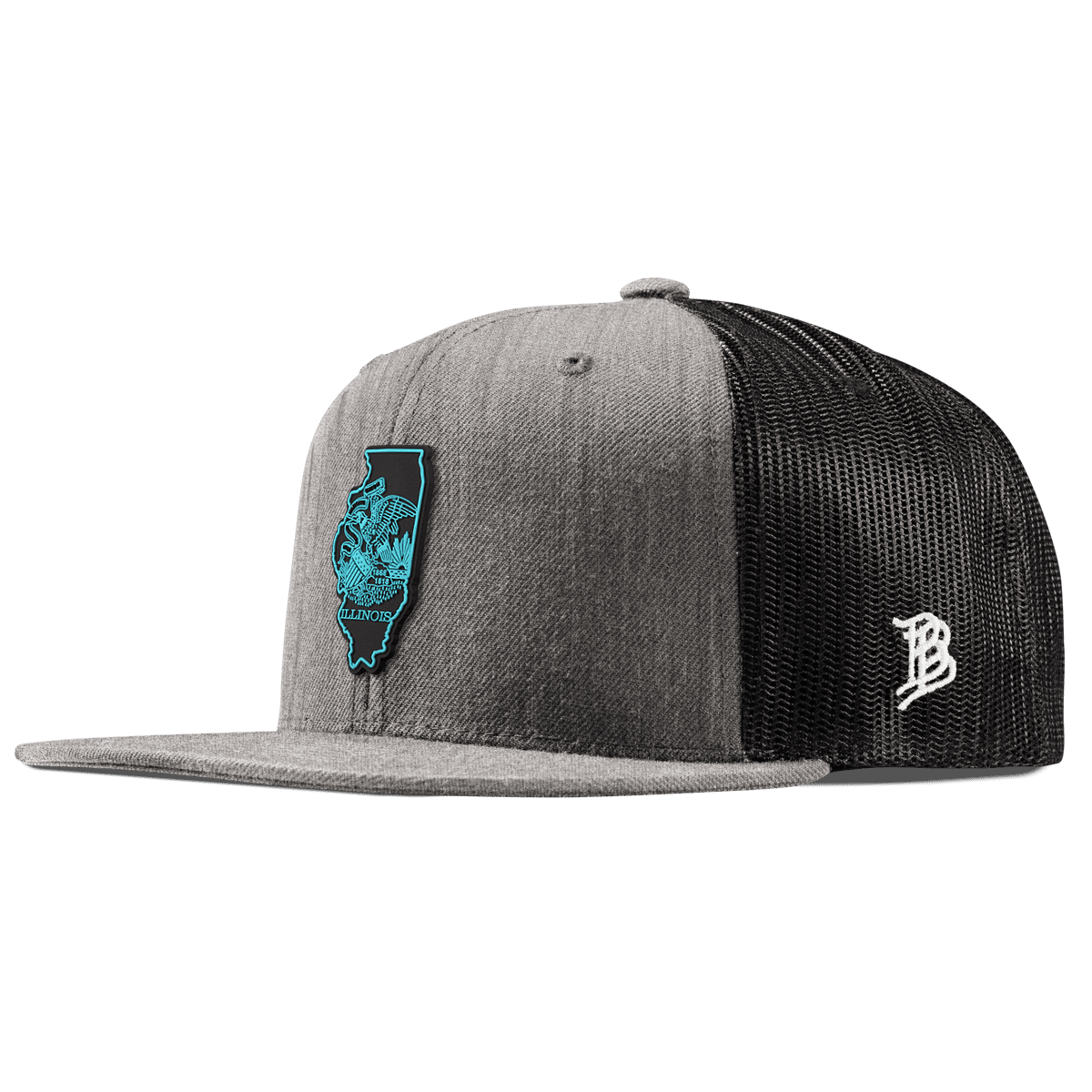 Illinois Turquoise Flat Trucker Heather Gray