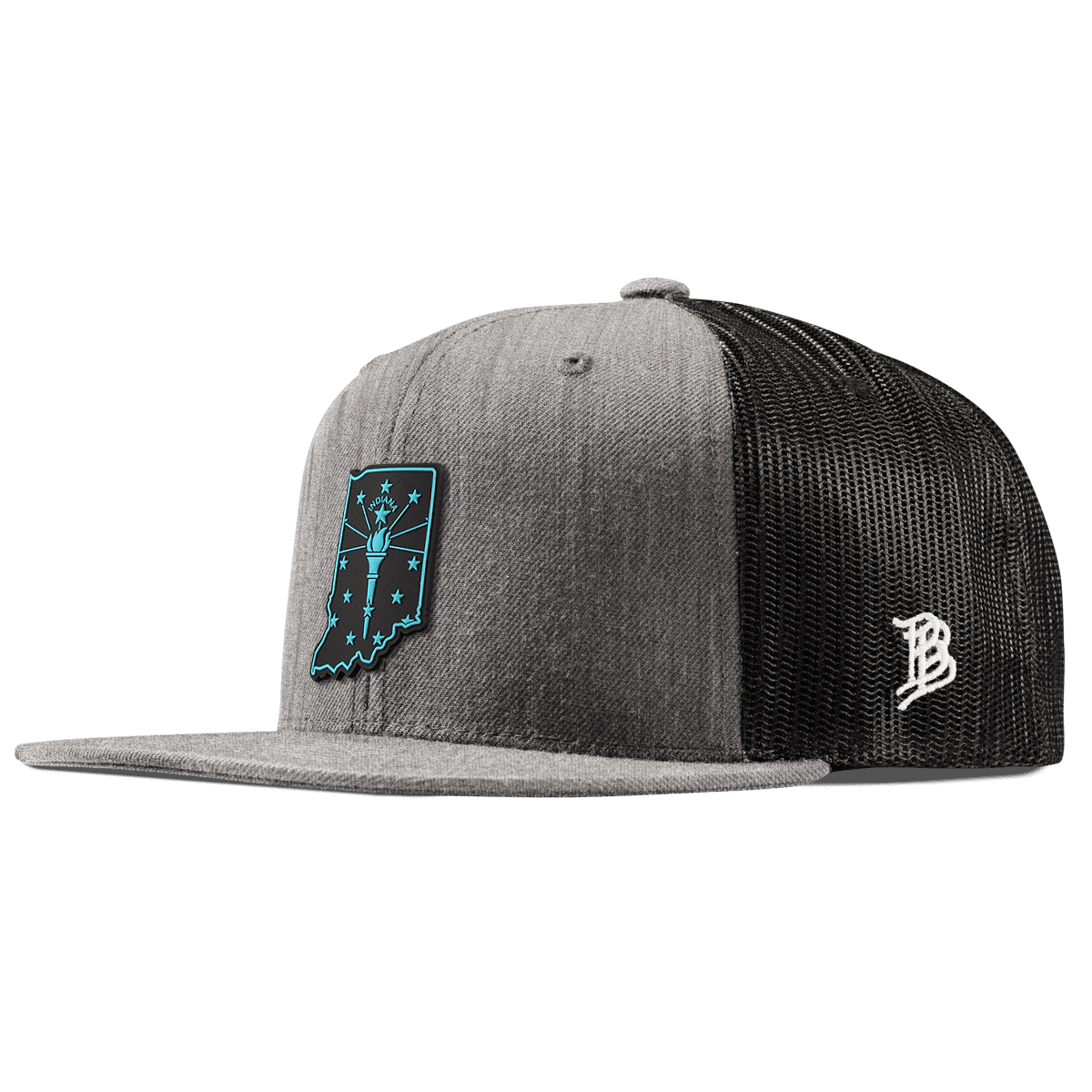 Indiana Turquoise Flat Trucker Heather Gray