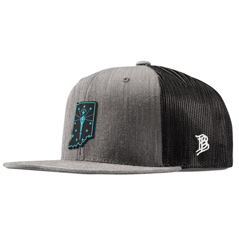 Indiana Turquoise Flat Trucker Heather Gray