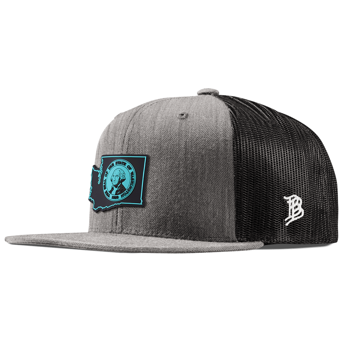 Washington Turquoise Flat Trucker Heather Gray