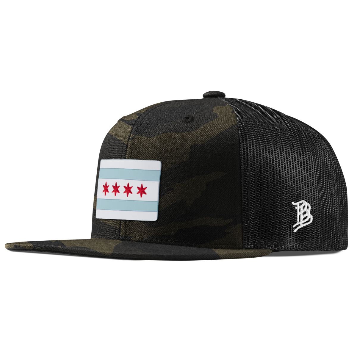Chicago Flag Flat Trucker Midnight Camo