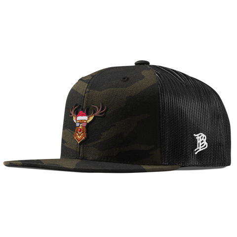 Party Reindeer Flat Trucker Midnight Camo