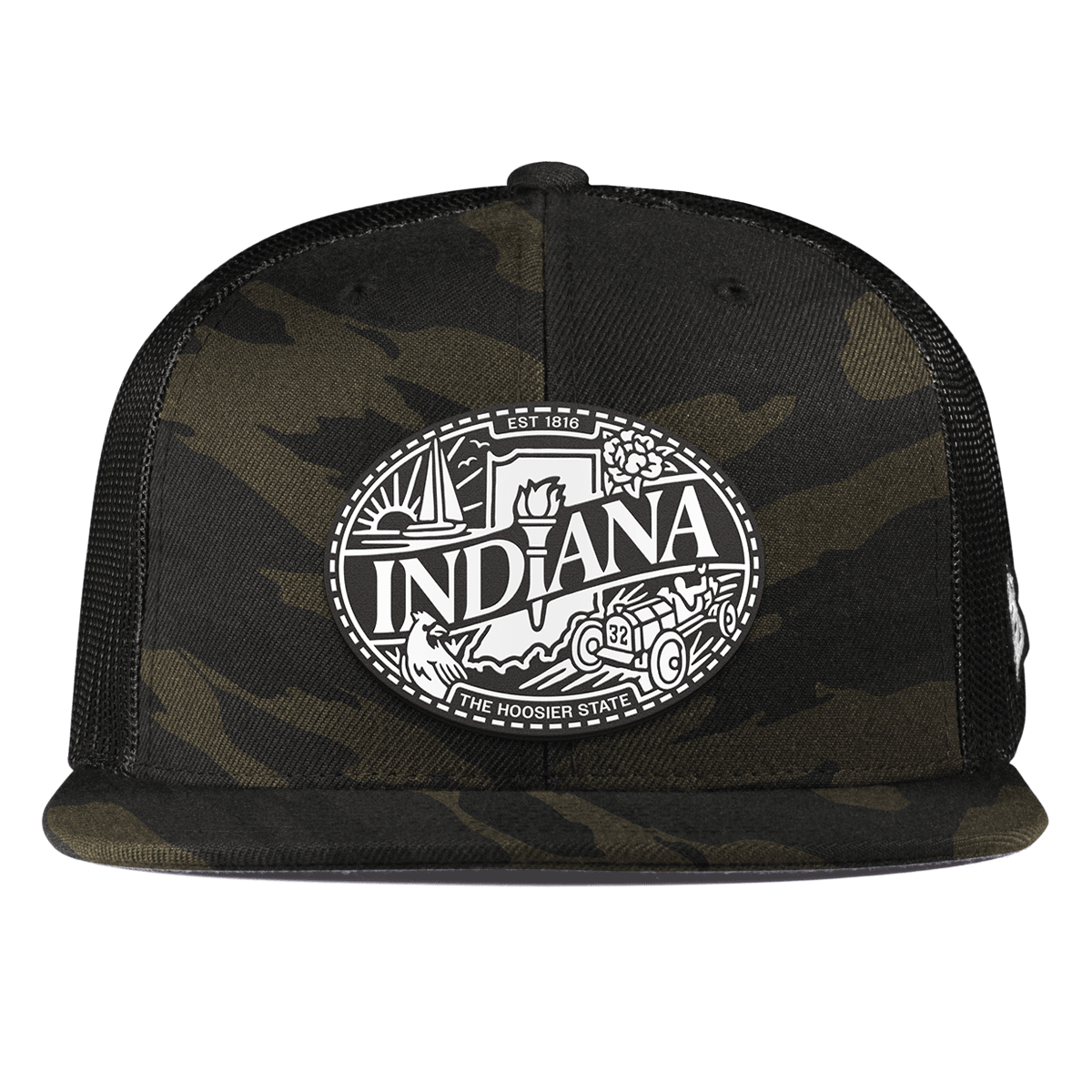 Indiana Traveler Flat Trucker Midnight Camo