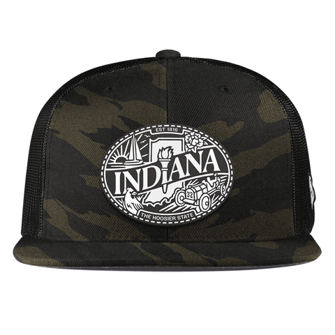 Indiana Traveler Flat Trucker Midnight Camo
