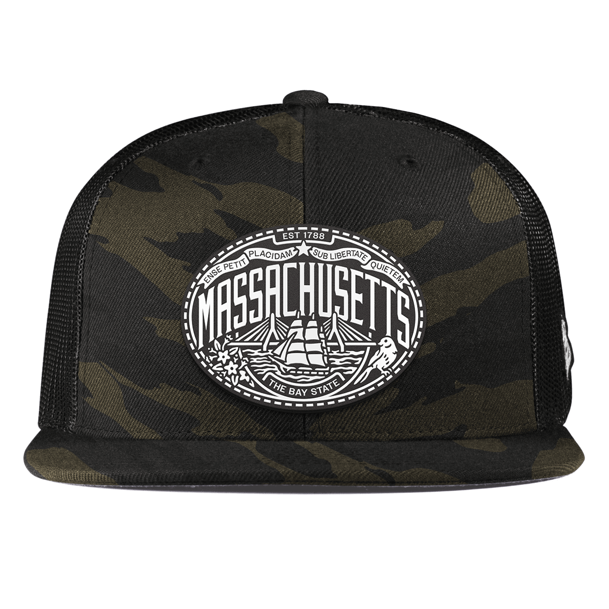 Massachusetts Traveler Flat Trucker Midnight Camo