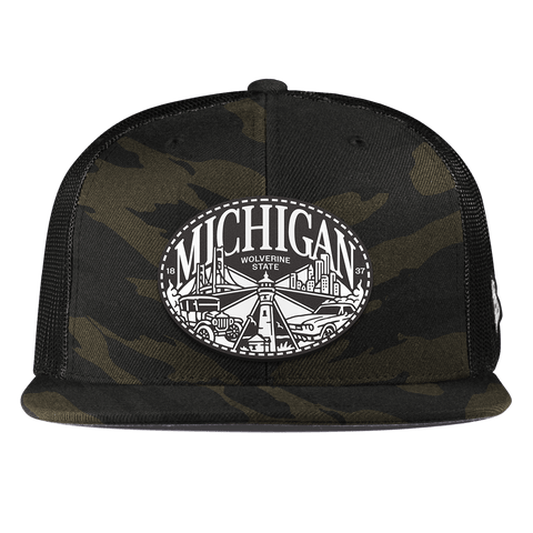 Michigan Traveler Flat Trucker Midnight Camo
