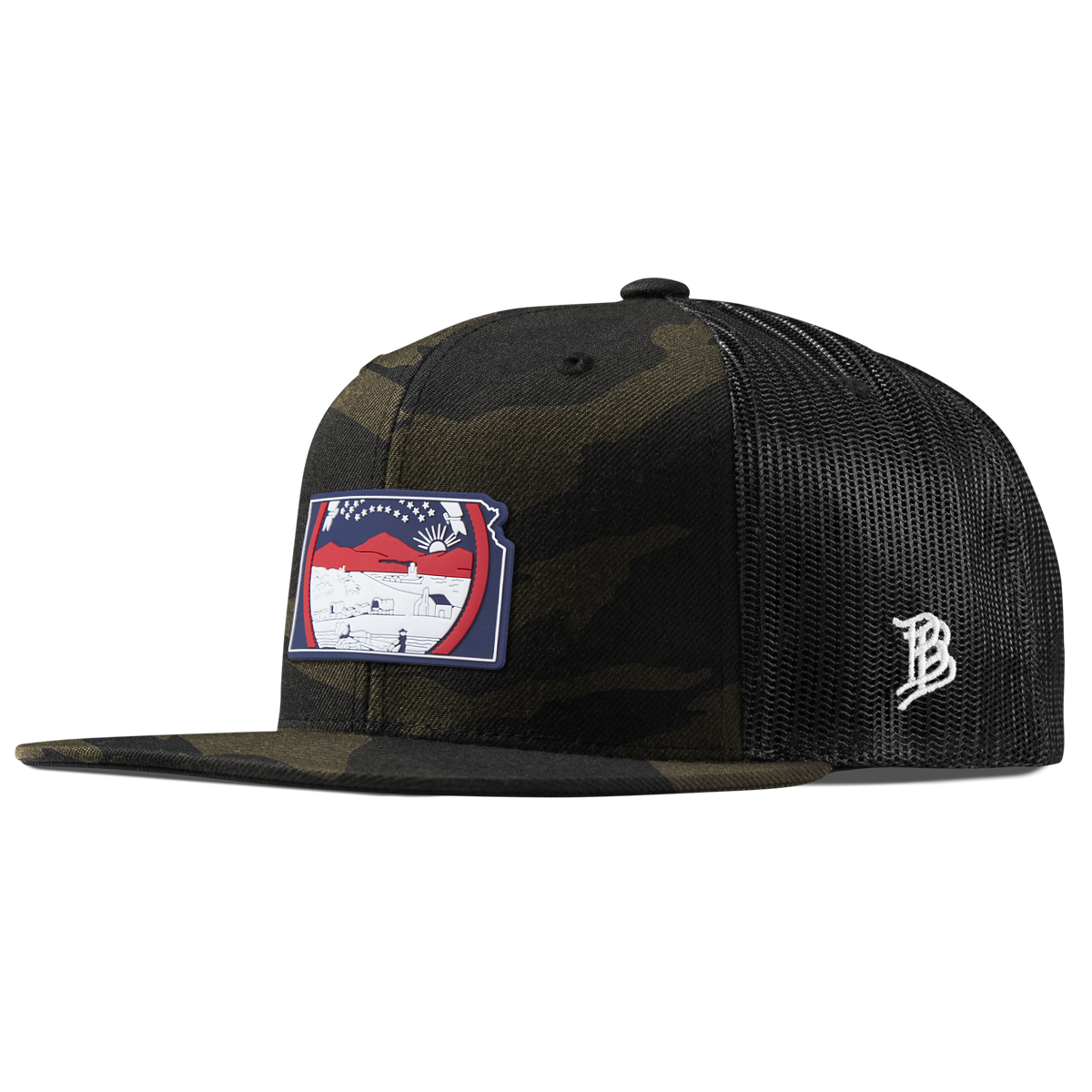 Kansas Patriot Series Flat Trucker Midnight Camo