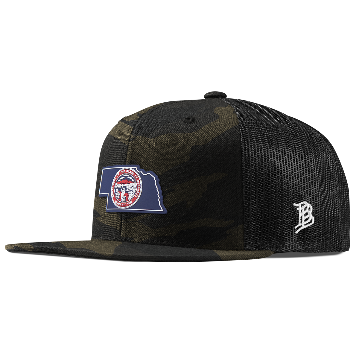 Nebraska Patriot Series Flat Trucker Midnight Camo