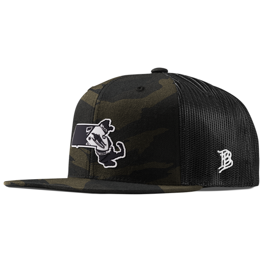 Massachusetts Vintage Flat Trucker  Midnight Camo