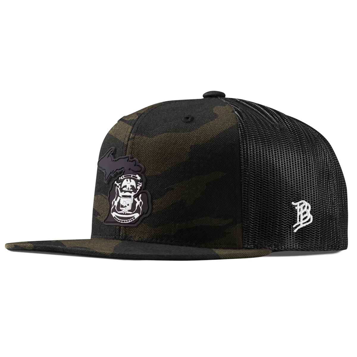 Michigan Vintage Flat Trucker  Midnight Camo