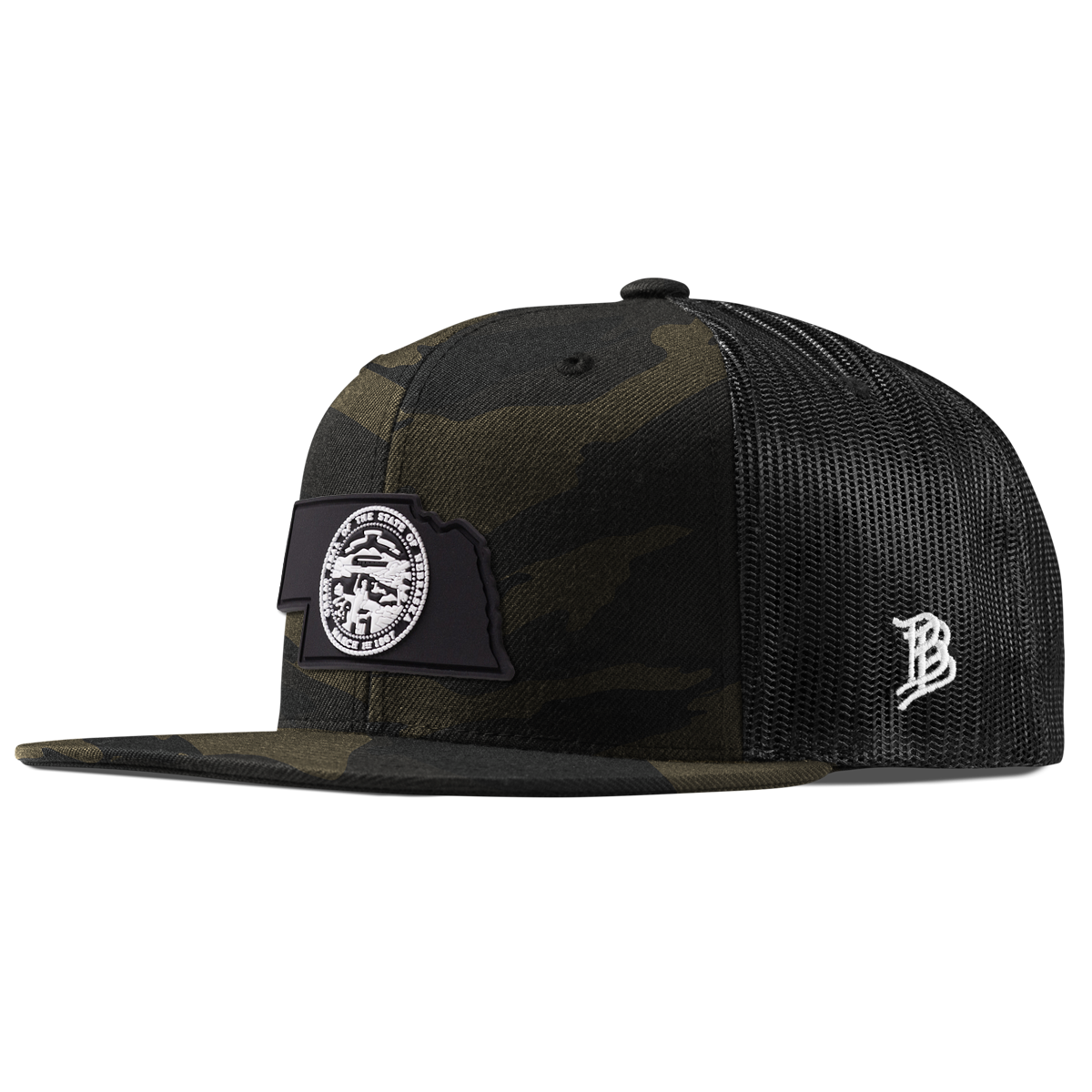 Nebraska Vintage Flat Trucker  Midnight Camo