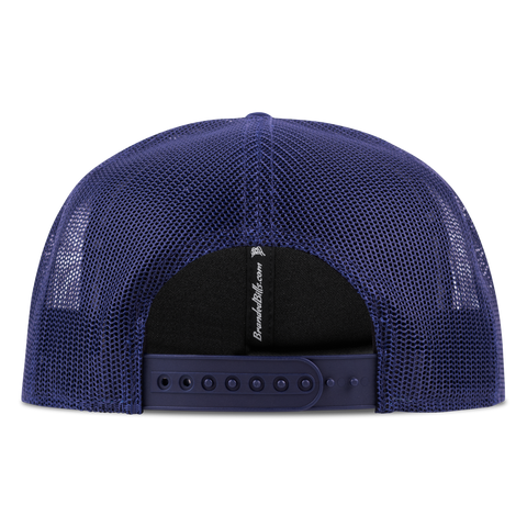 Flower Skull PVC Flat Trucker Back Navy