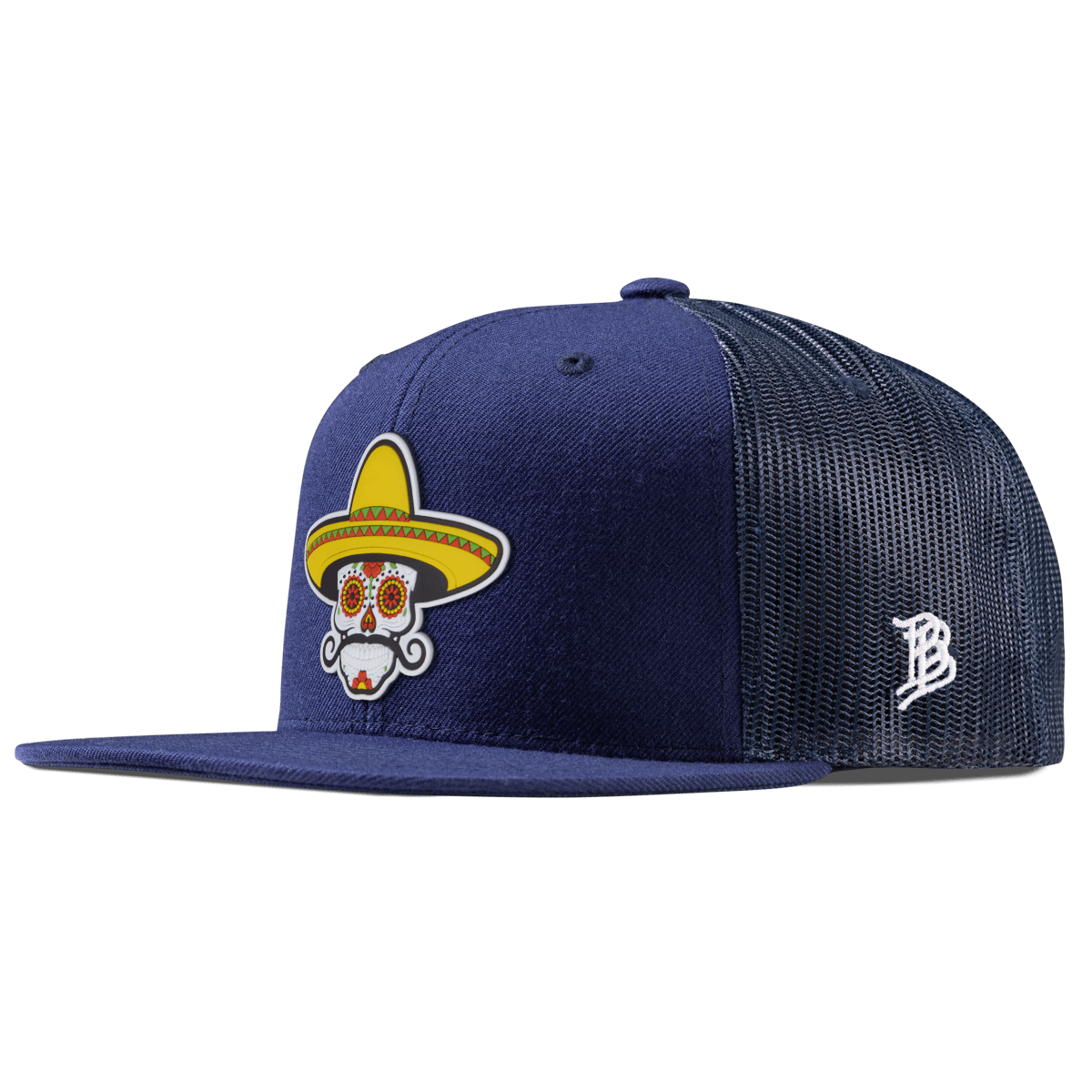 Sombrero Skull PVC Flat Trucker Navy