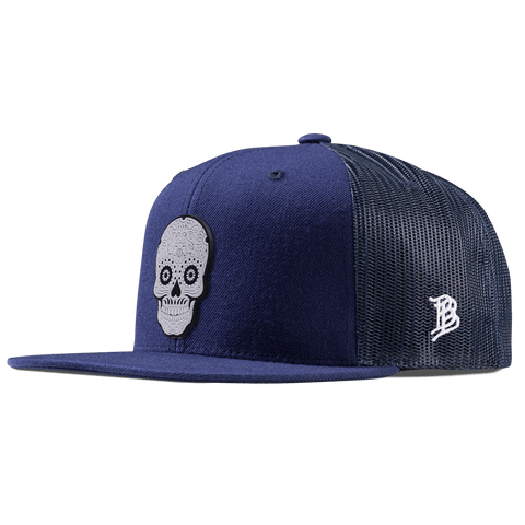 Sugar Skull PVC Flat Trucker Navy