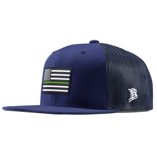 Thin Green Line PVC Flat Trucker Navy