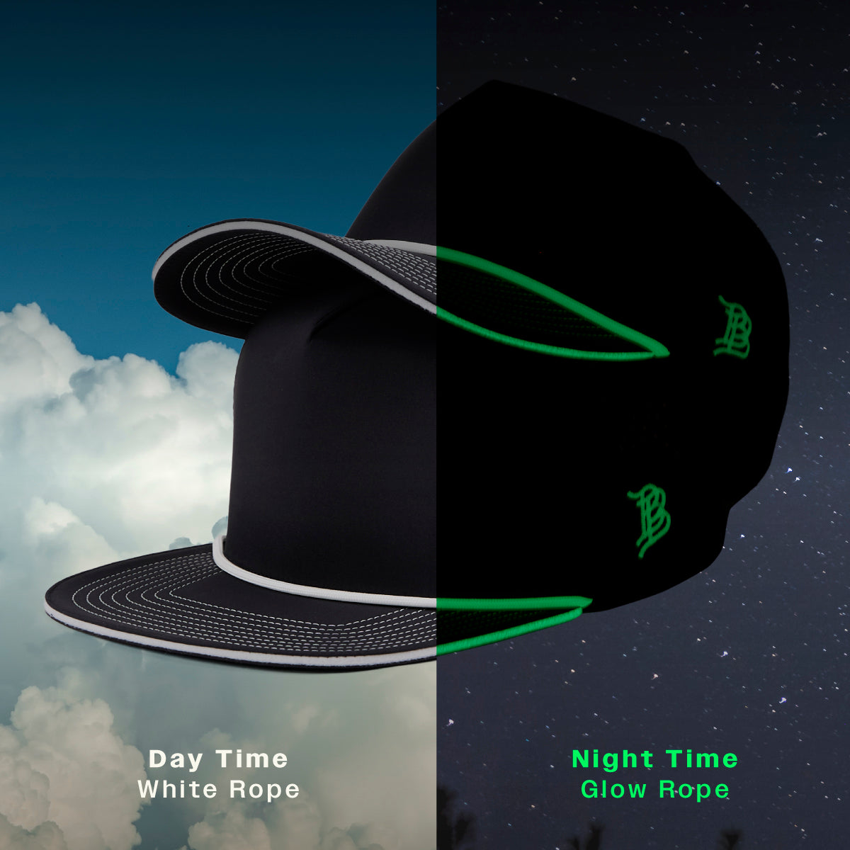 Grim Reaper Glow Limited Edition Flat 5 Panel Rope Black + White Glow Rope