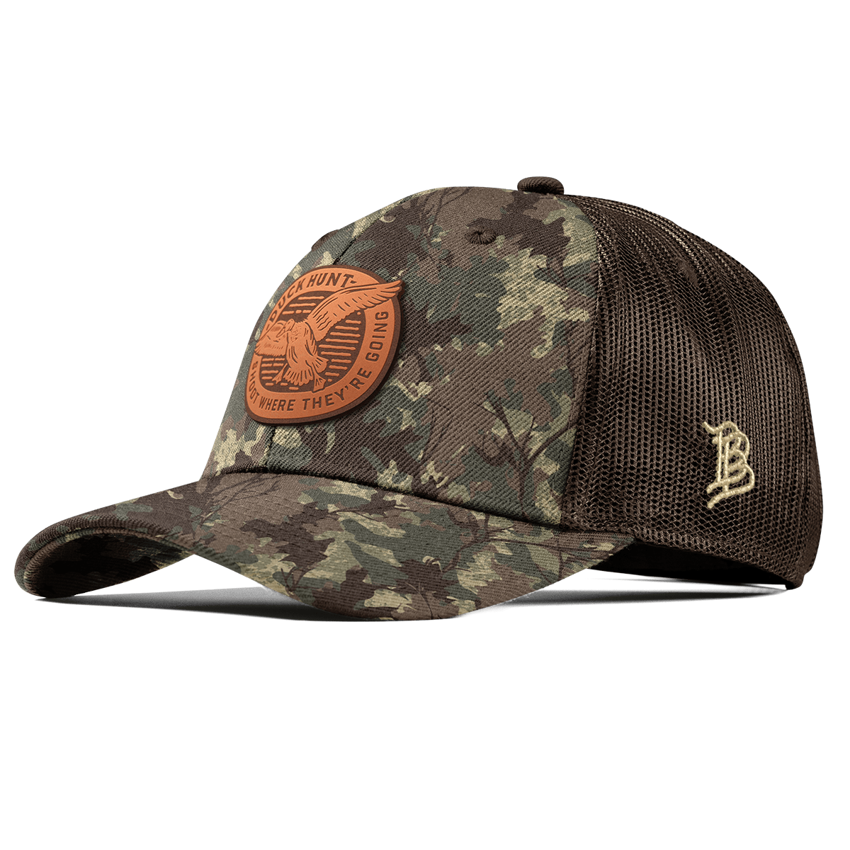 Duck Hunt Tan Curved Trucker Timber Camo