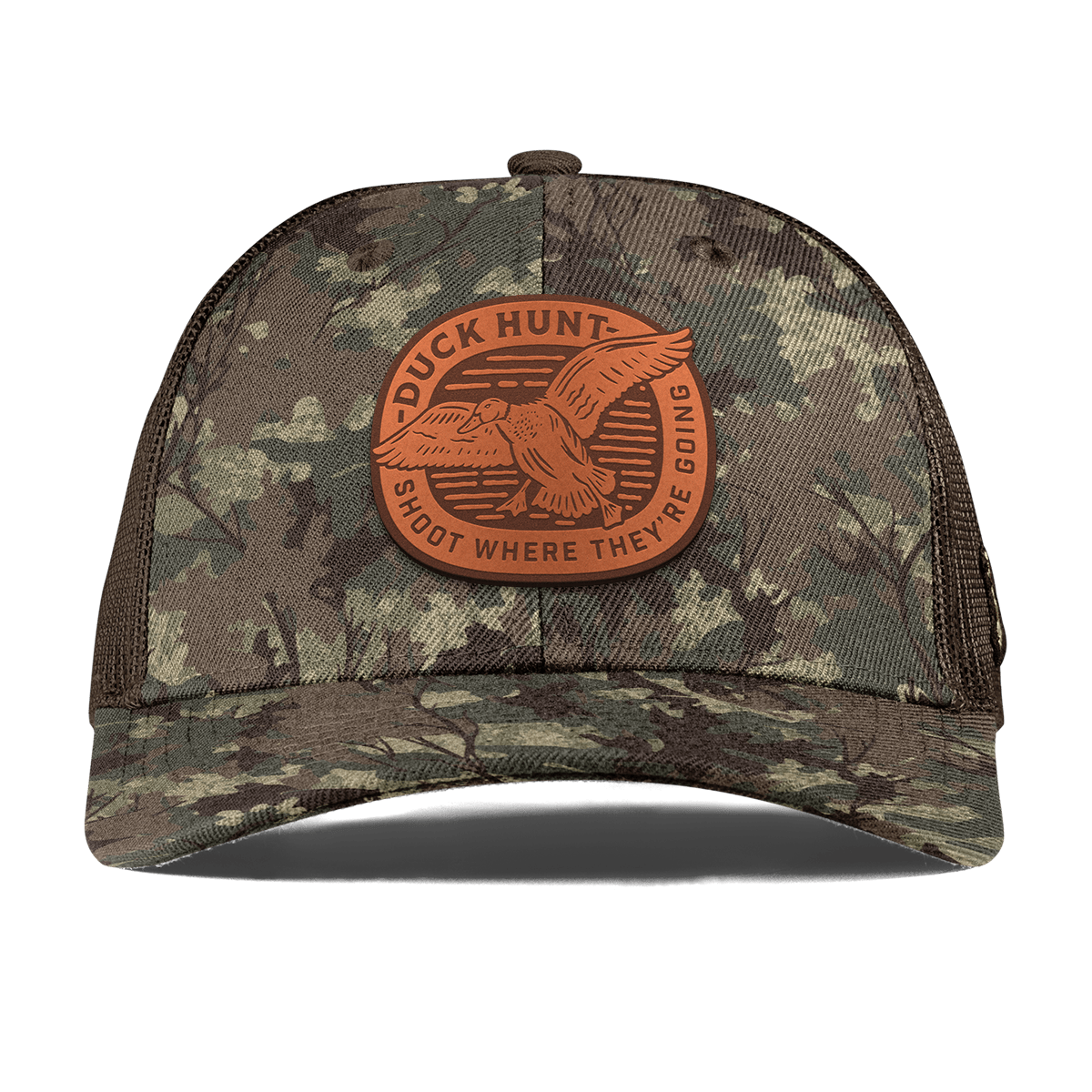 Duck Hunt Tan Curved Trucker Timber Camo
