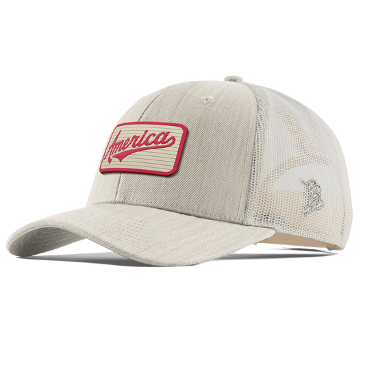 America Badge Curved Trucker Beige Heather