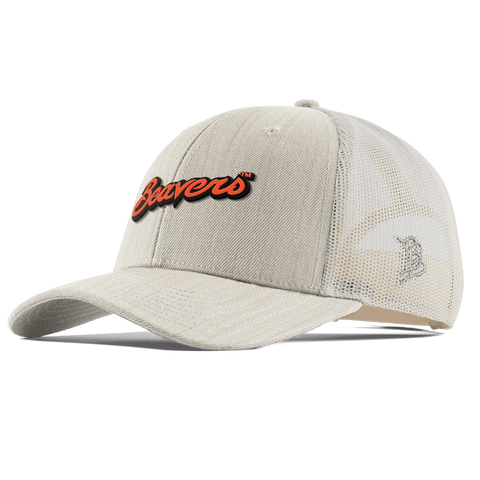 Oregon State University "Beavers Script" Curved Trucker Beige Heather