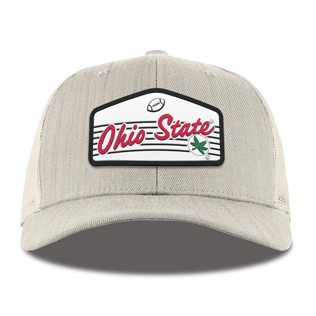 Ohio State University "Buckeyes Football'" Curved Trucker Beige Heather