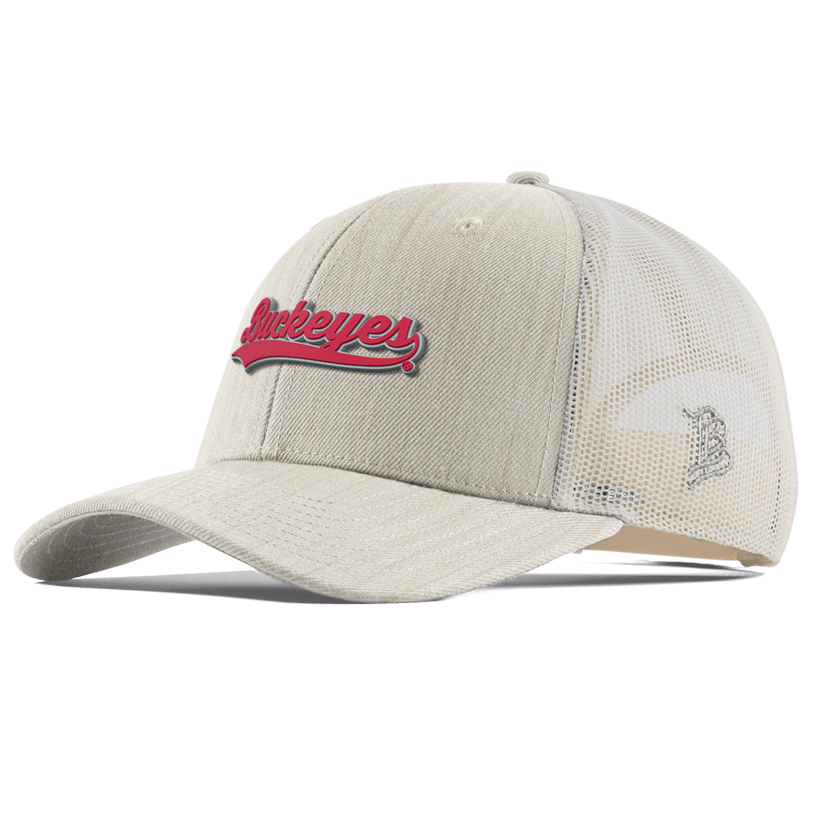 Ohio State University "Buckeyes Script" Curved Trucker Beige Heather