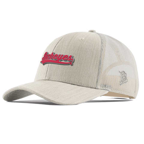 Ohio State University "Buckeyes Script" Curved Trucker Beige Heather