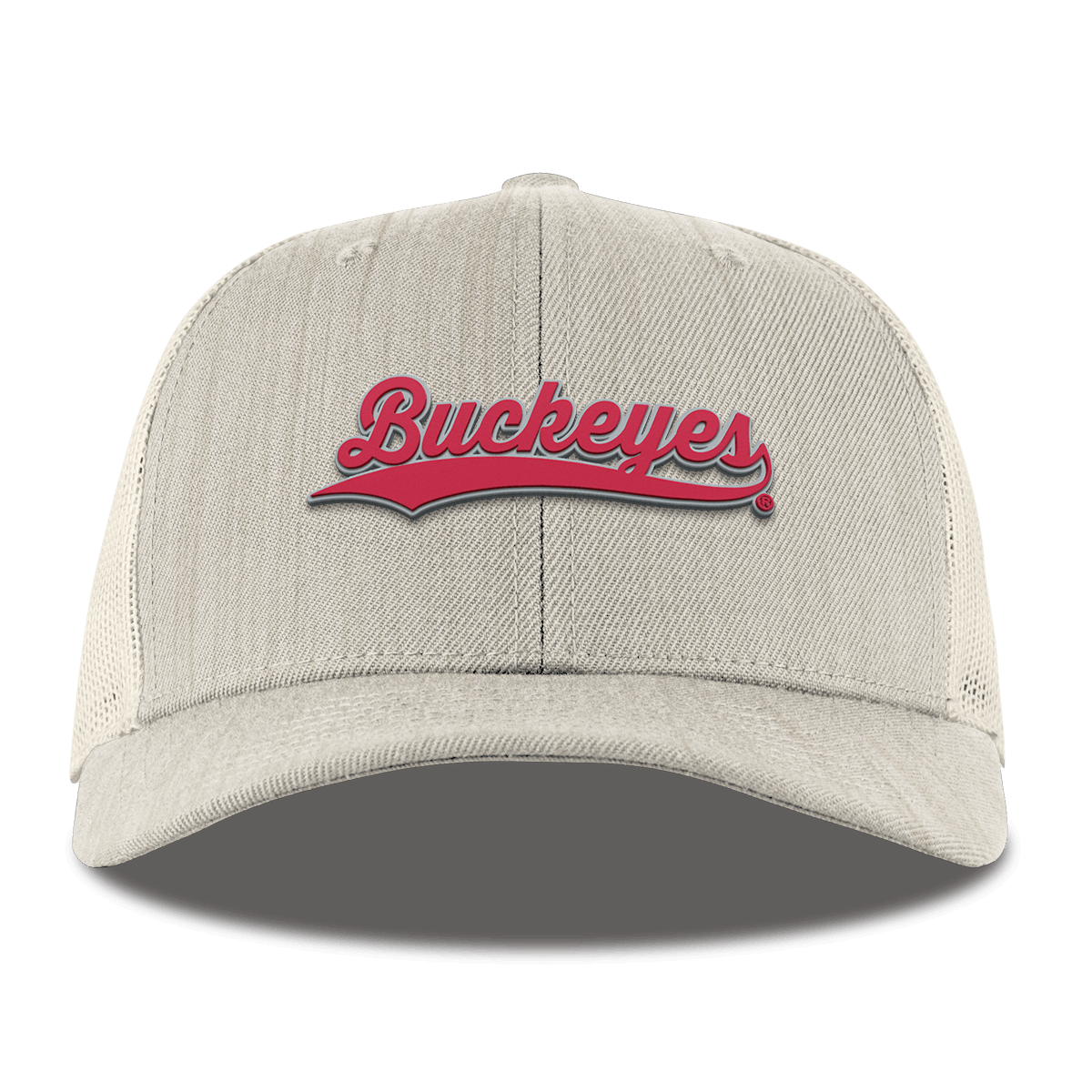 Ohio State University "Buckeyes Script" Curved Trucker Beige Heather