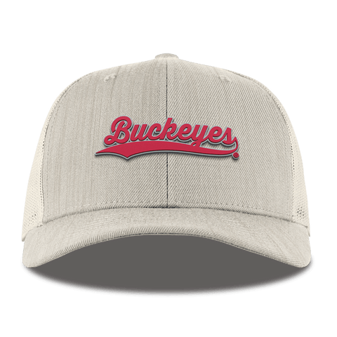Ohio State University "Buckeyes Script" Curved Trucker Beige Heather